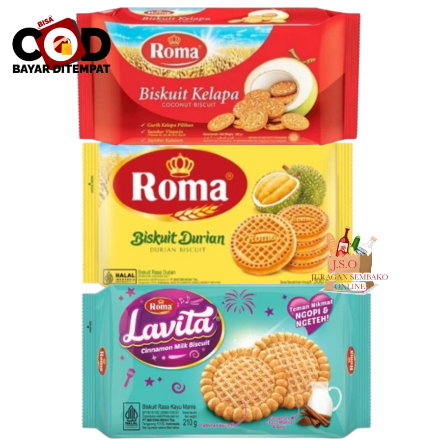 

[ JSO ] Roma Biskuit Kelapa 300gr Biskuit Durian 300gr Lavita Cinnamon Milk Biscuit 210gr Biskuit Rasa Kayu manis Snack Cemilan Murah Halal