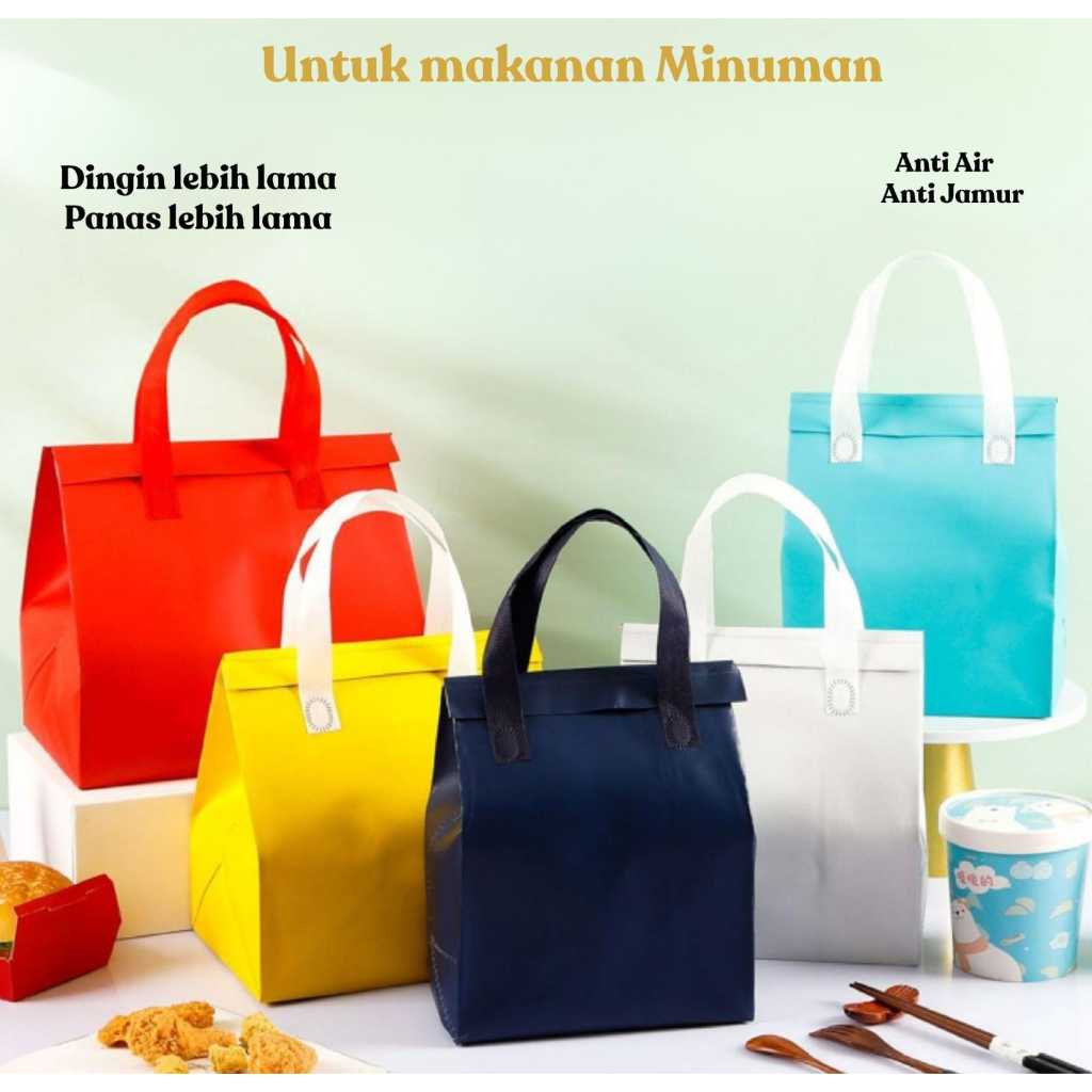 

Tas Lapisan Aluminium Foil Dingin & Panas Lebih lama Elegant Premium Kuat Makanan Minuman Katering F&B Es Krim Puding Bakso Mie Kue Tart Disposable aluminum foil packaging insulation bag barbecue takeaway special hand-held packaging bag high-end catering