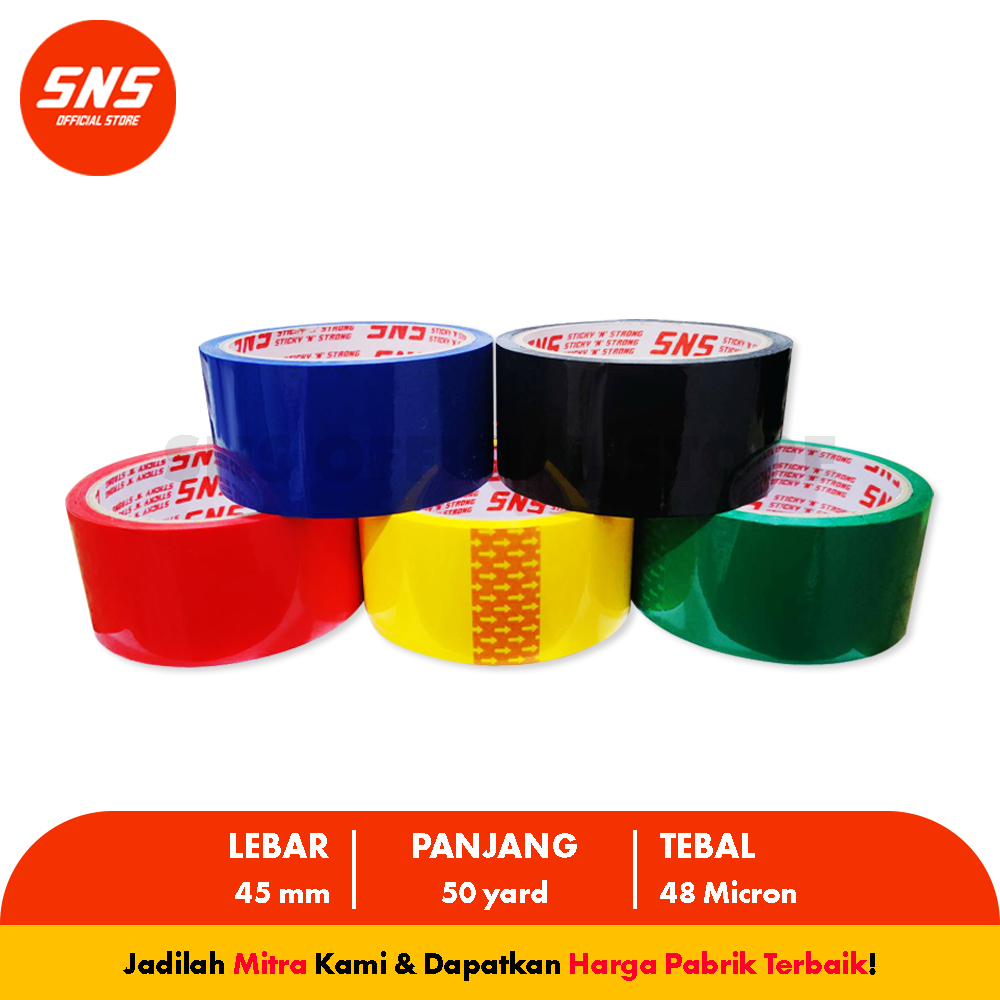 

( 1 KARTON ) LAKBAN WARNA WARNI 45 MM X 50 YARD SNS SAMEDAY INSTANT STICKY N STRONG