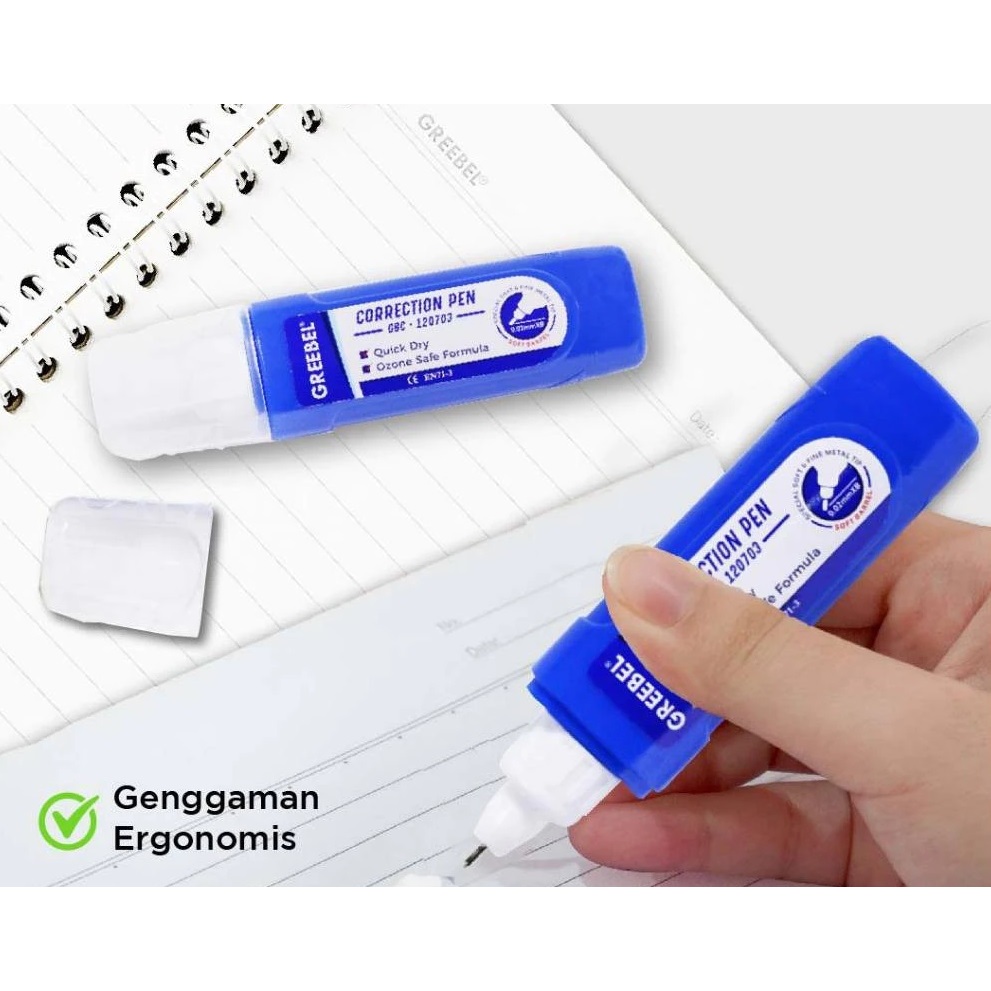 

CORRECTION PEN | TIPE X CAIR GREEBEL | GBC 120703 | TIPE EX TIP EX / Kualitas Baik ( 1 Pcs )