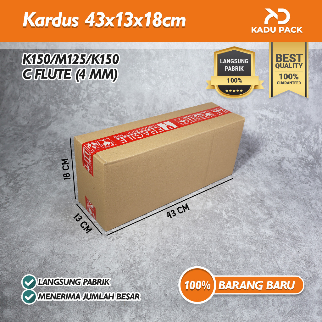 

(Harga 10 Pcs) Kardus Karton Box Knalpot Packing Polos | 43x13x18 cm | Polos
