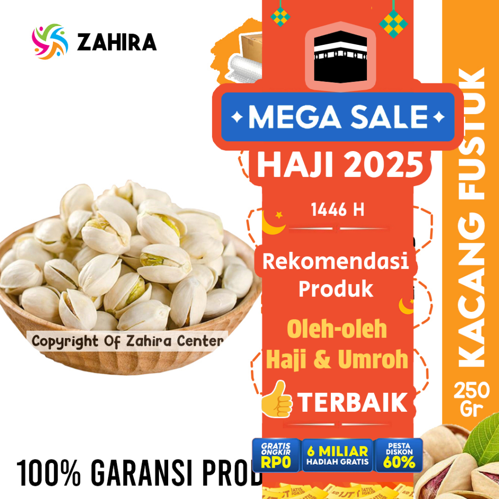 

KACANG FUSTUK 250GR Pistachio Premium Salted Rasa Gurih Renyah Oleh Oleh Haji Umroh Kaya Gizi MPASI