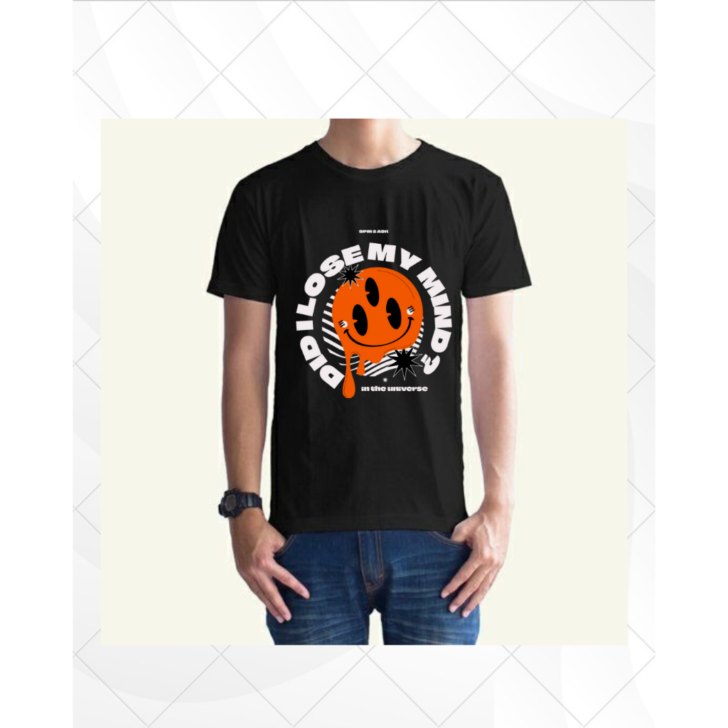 SKENA- Kaos Distro Hitam Pria T-Shirt Motif Lengan Pendek - Lose My Mind
