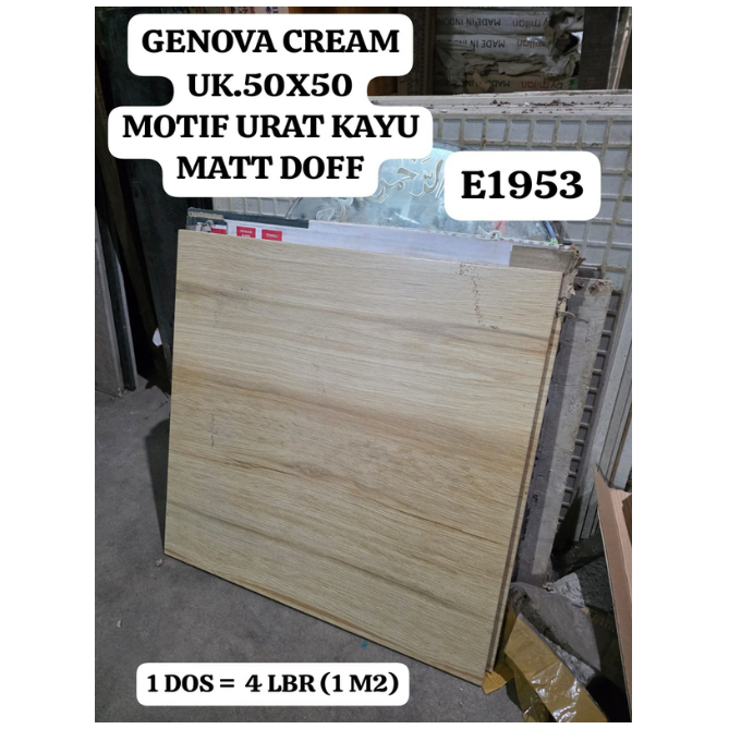 GENOVA CREAM MATT DOFF UK.50X50 MOTIF KAYU KERAMIK LANTAI DINDING
