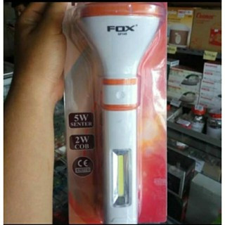 Senter Cas 5w+Lampu Emergency Cob 2w Fox GF145 Warna biru dan Orange