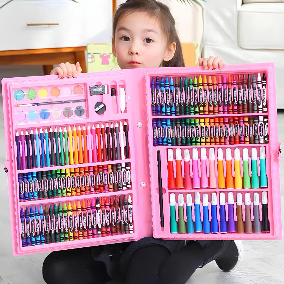 

KODE R75B Crayon set 15 PCS Super Mega Art Set Krayon Pastel Cat Lukis Anak Pensil Warna Art Set Peralatan Menggambar Mewarnai