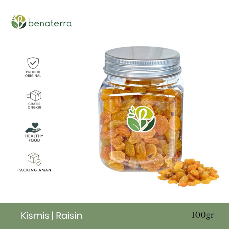 

benaterra- Kismis Golden Raisin Simin Manis Asam Oleh-Oleh Haji Umroh Camilan Sehat Premium Quality 100gr
