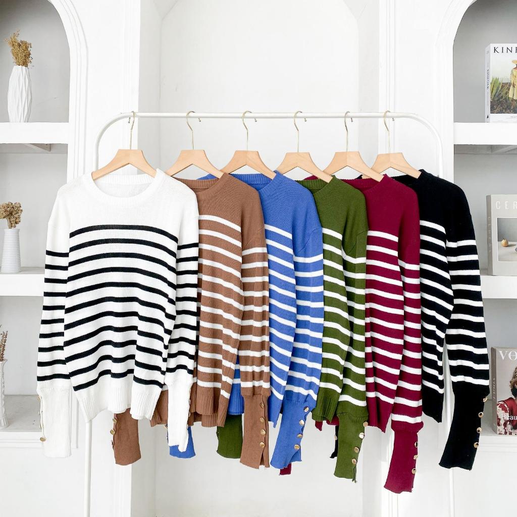 Geya Knit Top - Atasan Wanita Knit Rajut Muslimah Korean Style Katun Sweater Premium