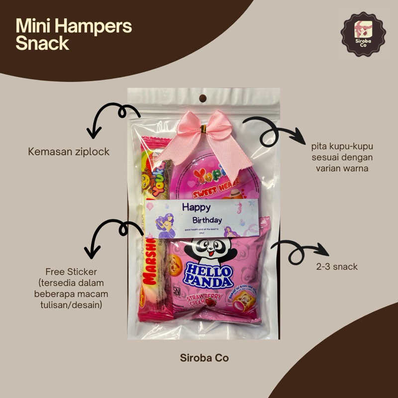 

MINI GIFT SNACK PINK - MINI HAMPERS SNACK ULANG TAHUN CUSTOM WARNA - MINI HAMPERS MURAH