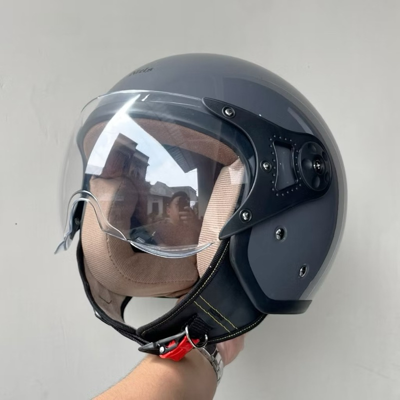 Helm bogo hijab helm wanita dewasa busa coklat SNI kaca bening