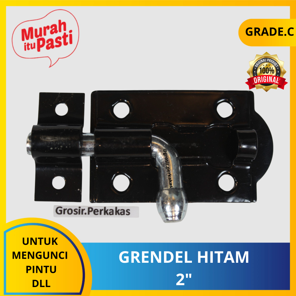 GRENDEL HITAM 2" - double plat - grendel jendela pintu kandang. [C][#GRENDEL]
