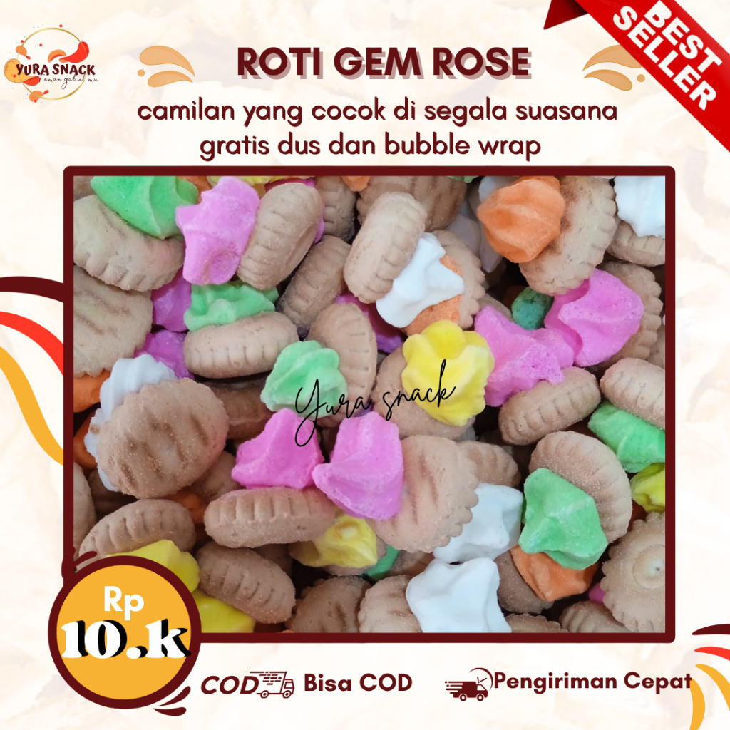 

Roti Gem Rose Warna-warni | Camilan Nostalgia | Gratis Dus & Bubble Wrap Kemasan 250gr Dan 500gr