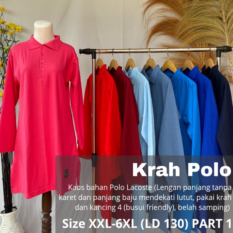 KODE G83K PART 1 Krah POLO Pique XXL XXXL 4XL LD 12 5XL LD 125 6XL LD 13 Big size Jumbo Kaos Tunik B