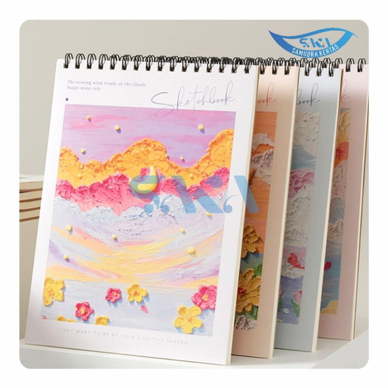 

[COD] Buku Gambar Sketsa A4/A5/A6 Sketchbook Aesthetic Cover 3D Vertikal Jilid Spiral 40 Lembar 80 Halaman