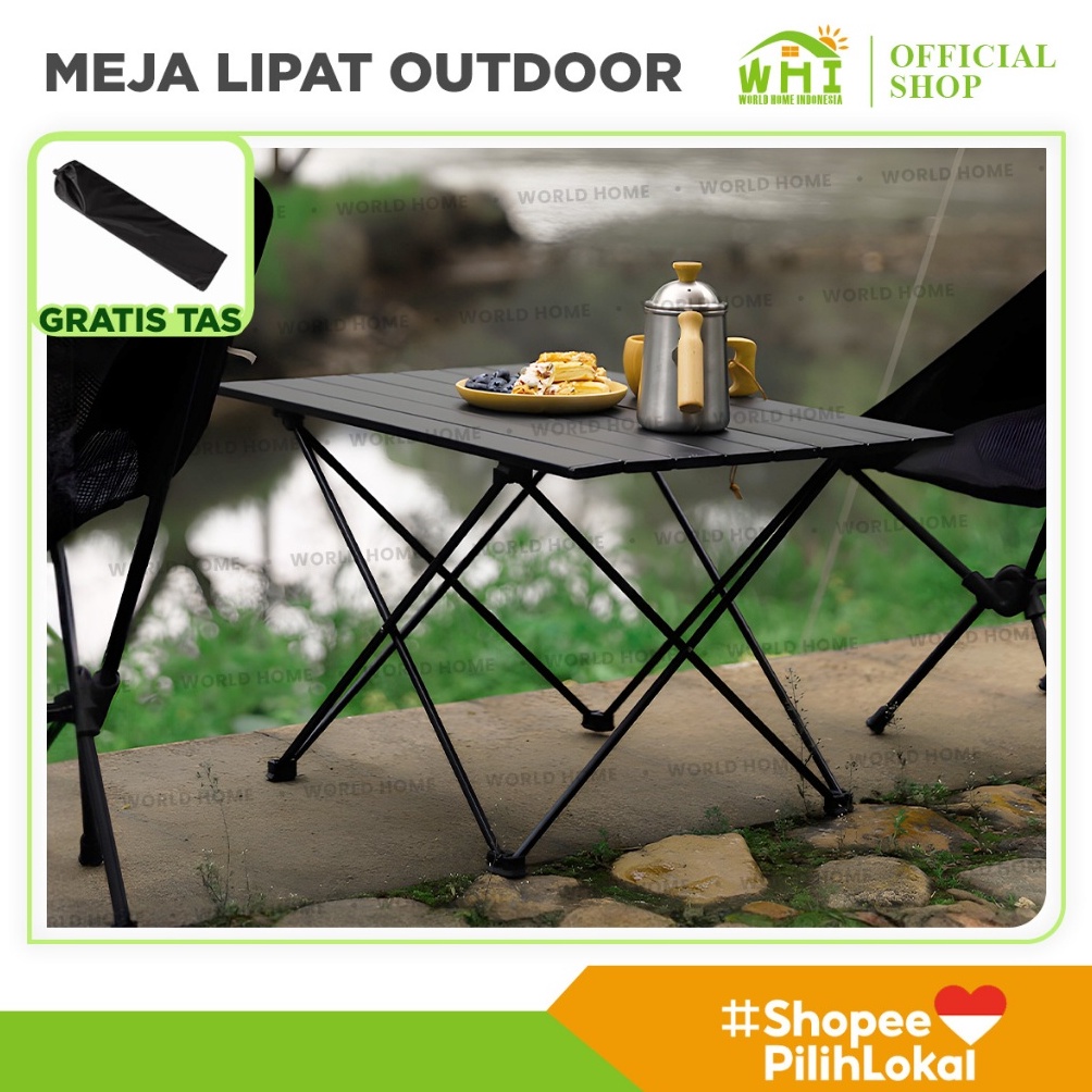 KODE C1J World Home Meja Camping Lipat Outdoor Meja Kemping Meja Lipat Outdoor  Kursi Bangku Kemping