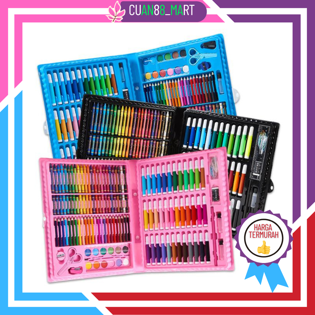 

【COD】【TERMURAH】crayon set 150pcs anak cat air mewarnai anak set gambar anak mengganbar anak pensil warna set