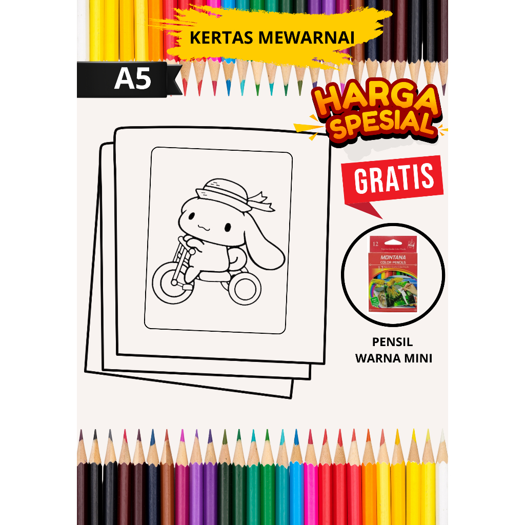 

GAMBAR MEWARNAI PAKET 50 LEMBAR EDISI SANRIO (BUKAN BUKU) KERTAS A5 80 GSM TK PAUD SD