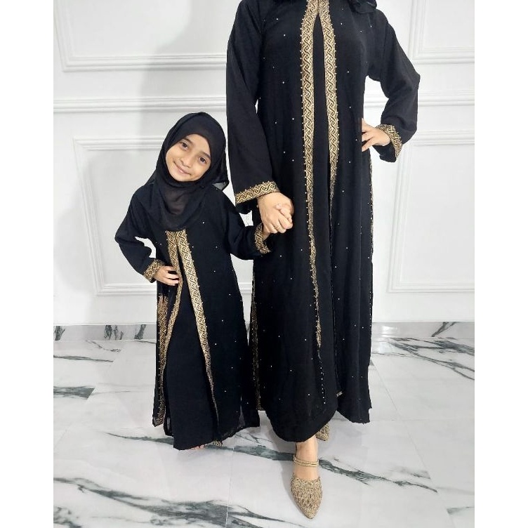KODE G14A Gamis Couples Ibu Dan Anak Abaya Dubai Renda Maxy Dress Baju Perempuan Murah