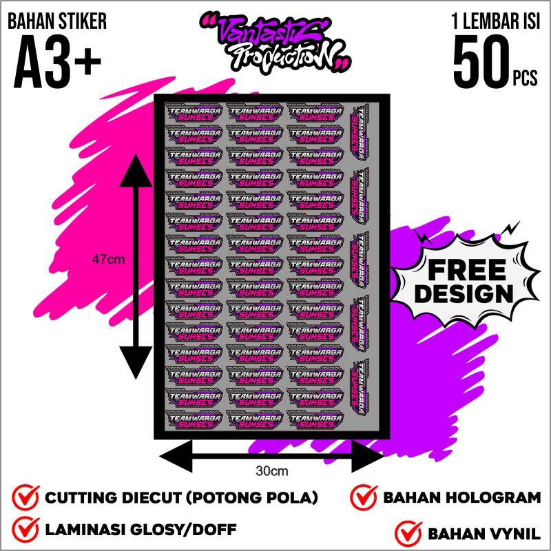 

Stiker A3+ Custom Desain Cutting Pola