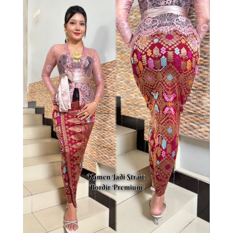 KAMEN JADI BORDIR SONGKET PREMIUM STRECH PRADA // ROK BORDIR SONGKET BALI// KAMEN JADI BALI