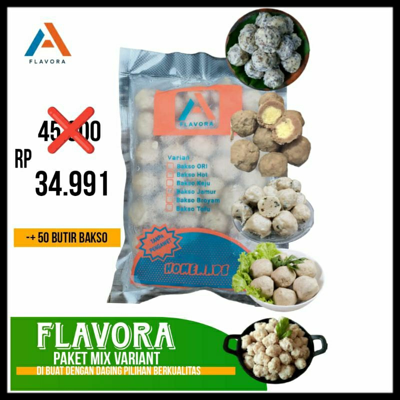 

Flavora mix variant premium A 500g | Bakso isi 50 butir