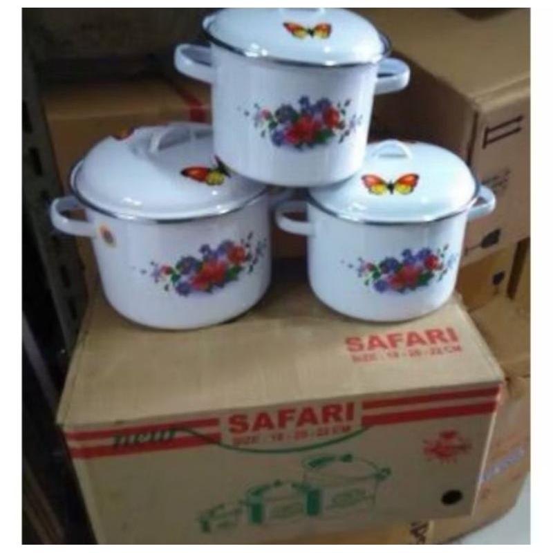 Panci set enamel thailand ekonomi/set 16/24 ideal
