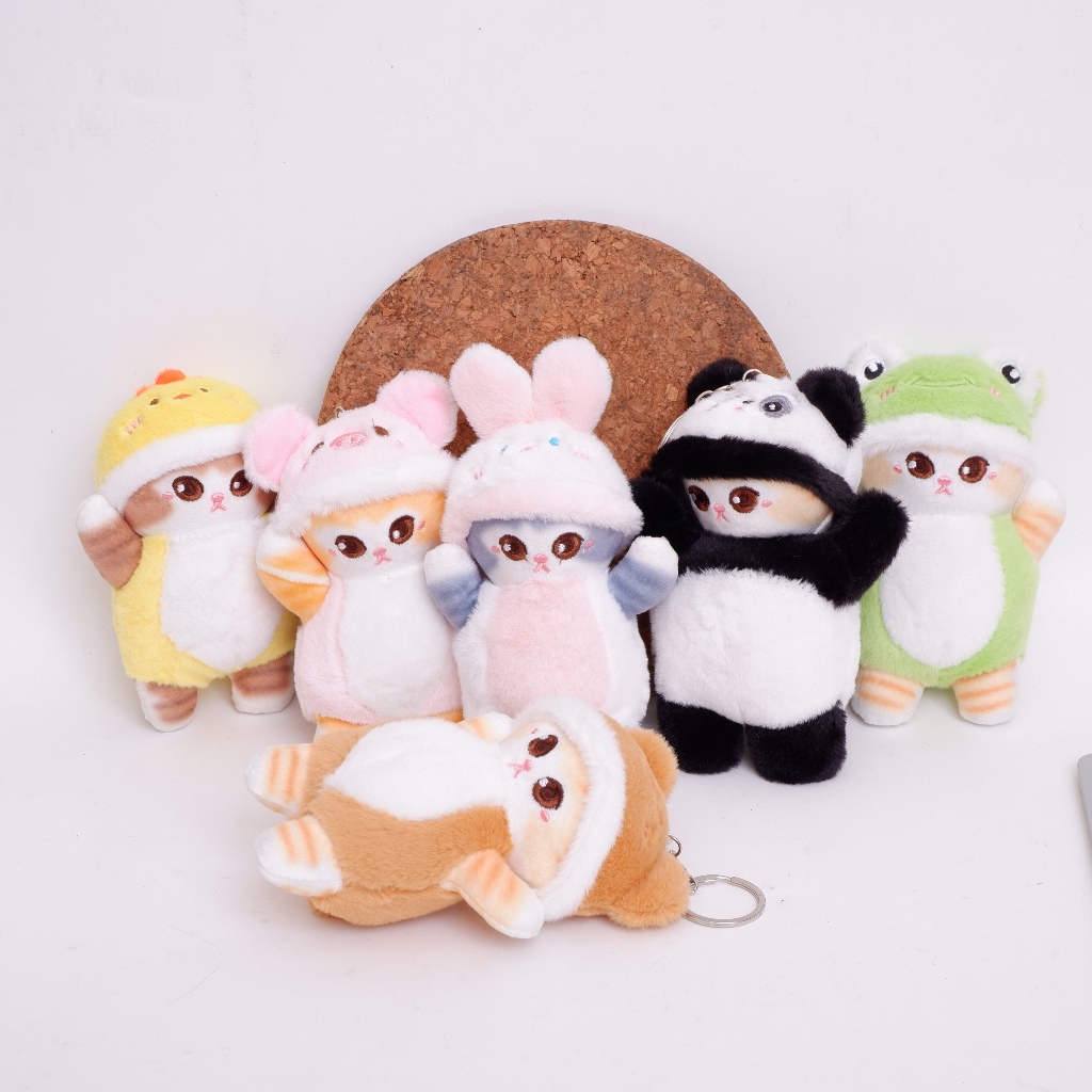 Gantungan Kunci Boneka GK-1663 Kucing Mofusan Kostum Doll Keychain Cat Key Chain Bag Charm Lucu Oren