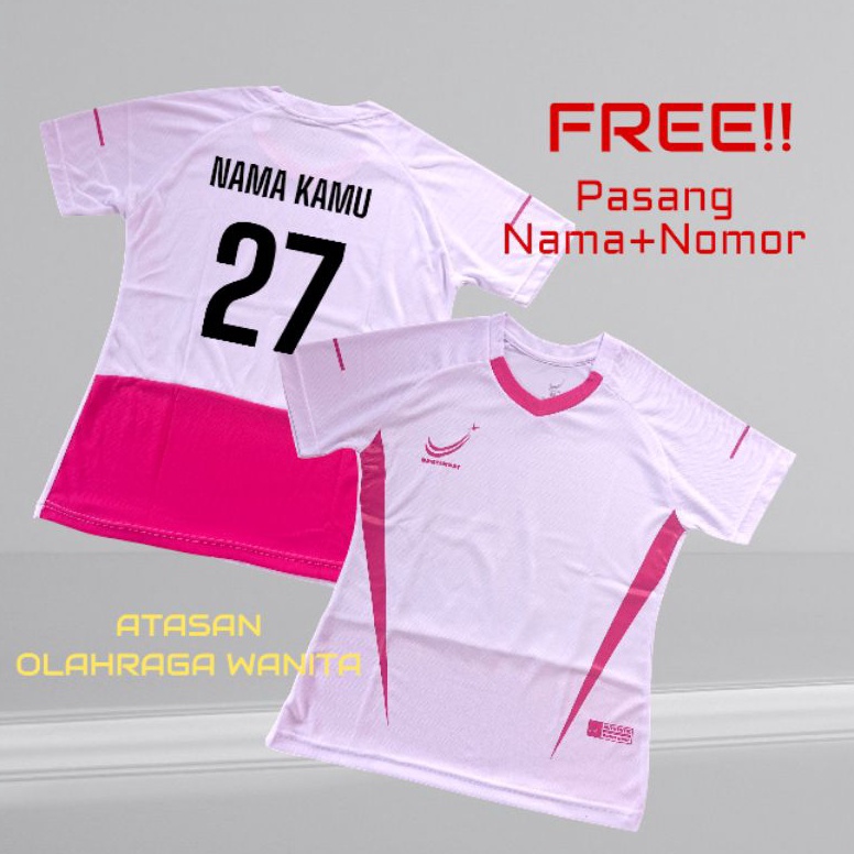 KODE C86E GRATIS SABLON NAMANOMOR Atasan kaos olahraga wanita senam aerobik yoga zumba volly badmint