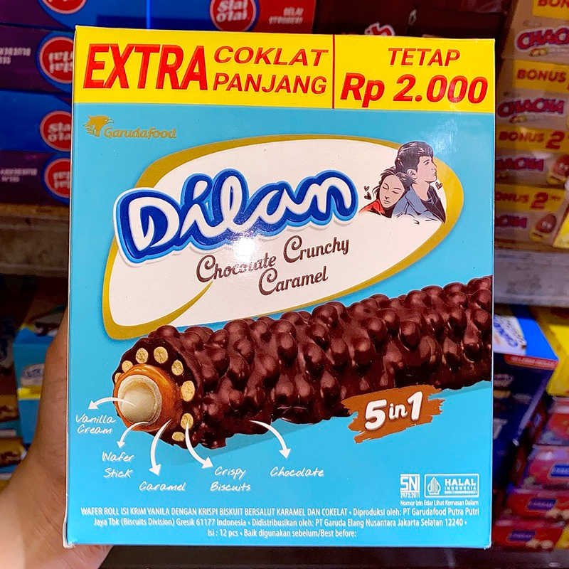 

Dilan Choco crunchy caramel 5 in 1 all varian rasa Coklat Martabak Cheese Choco Nut Cokelat Dilan