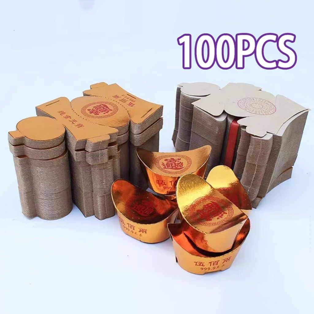 100/300pcs Kertas Sembahyang Yen Pao Emas  leluhur Yen Pao Batangan Kertas Buat