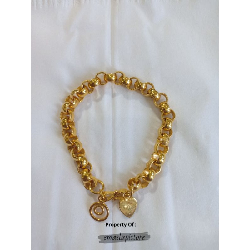 Gelang Medium Rantai Mano Polosan Lapis Emas 999 Banjar