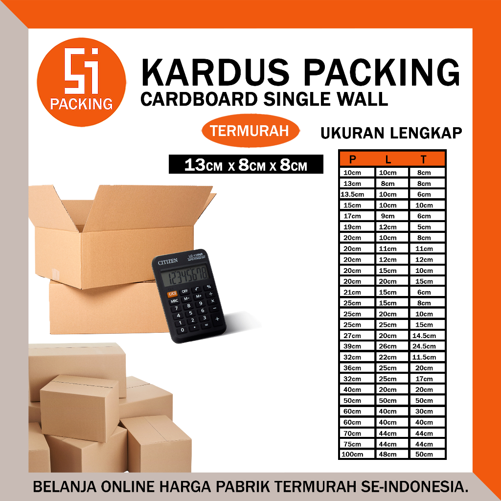 

Kardus Packing Karton Box 13x8x8 cm Dus Single Layer Coklat Polos Tebal Termurah - Rusfet 13 x 8 x 8 cm