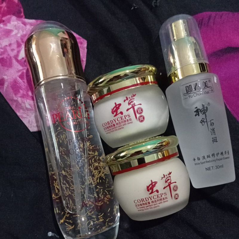 yu chun mei cordyceps krim siang malam.serum bening ymc.toner pearl whitening hongkong 100ml