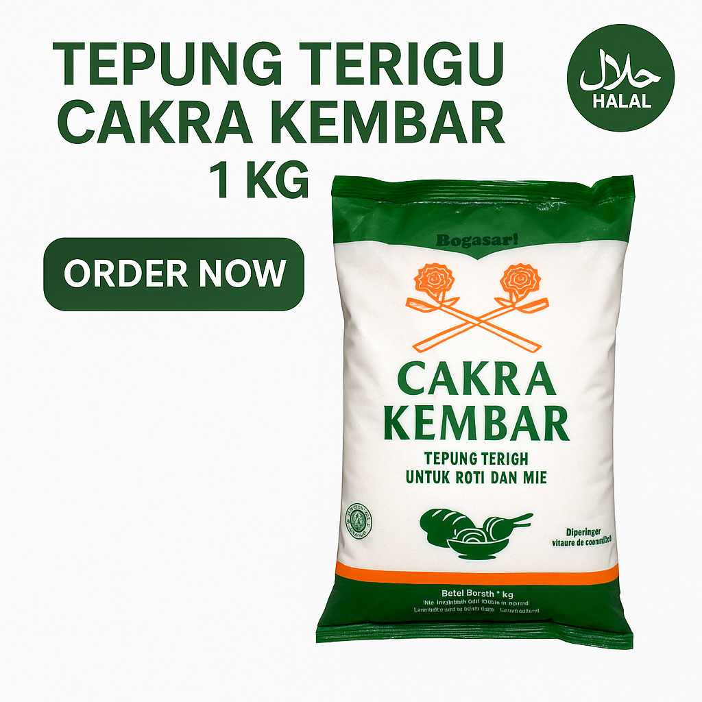 

TEPUNG TERIGU CAKRA KEMBAR 1 KG - BOGASARI ROTI MIE PROTEIN TINGGI