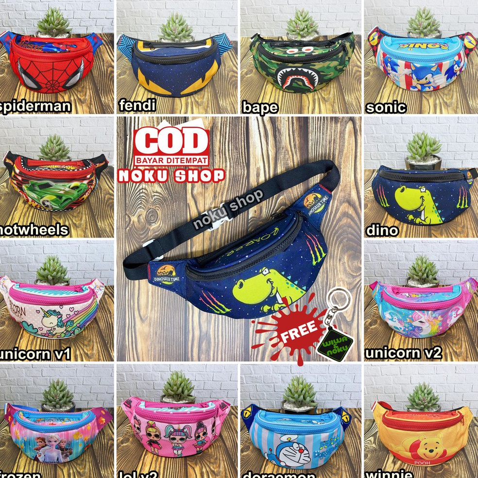 KODE F75W Tas Pinggang Anak  Waistbag Tas Selempang Anak Karakter