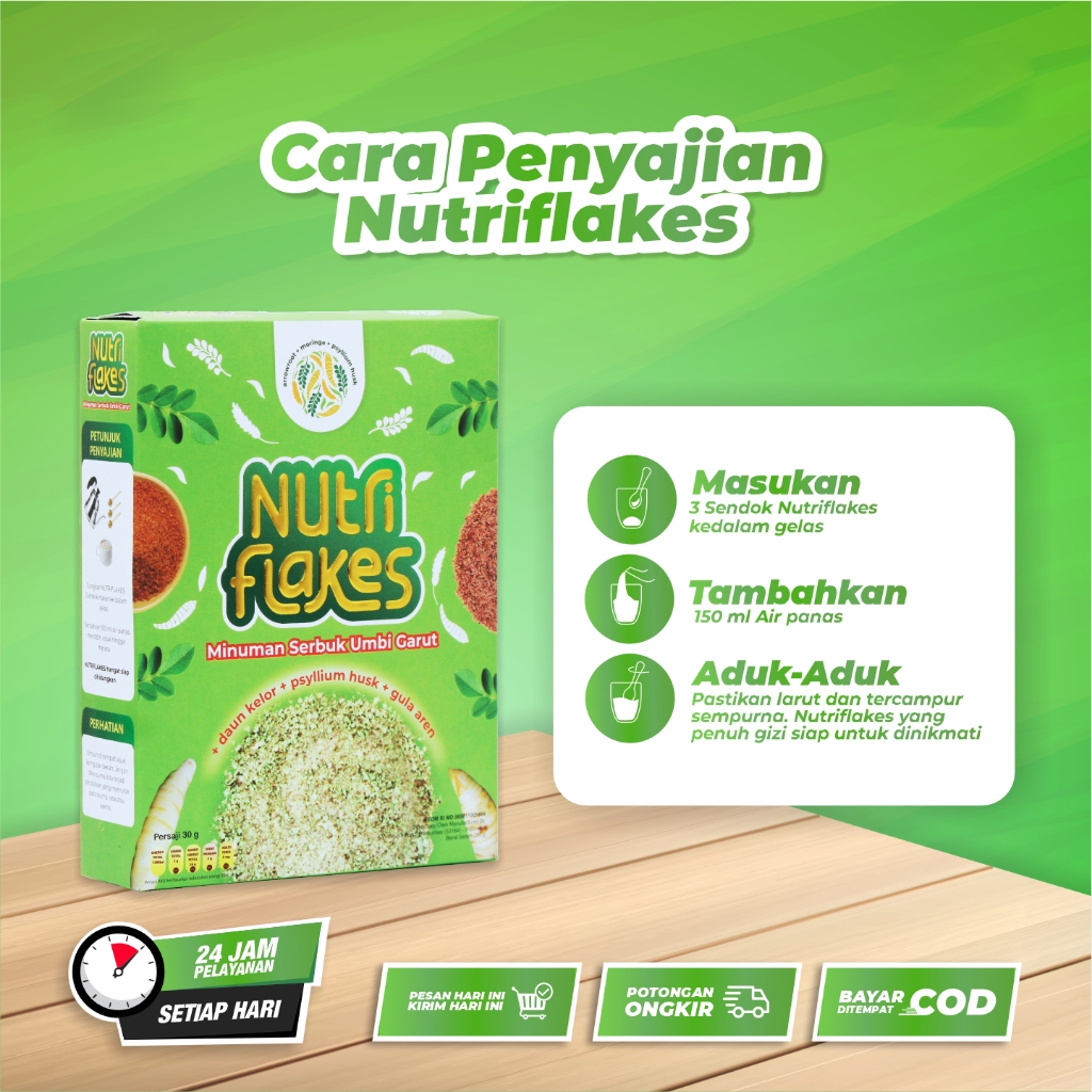 

QH Sereal Nutriflakes Oatmeal Makanan Diet Untuk Asam Lambung Dari Umbi Garut Original 1 Box 280gr