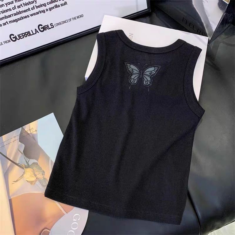 t shirt anak tee tank top kaus dalam 1-14thn fl kupu2 transparan