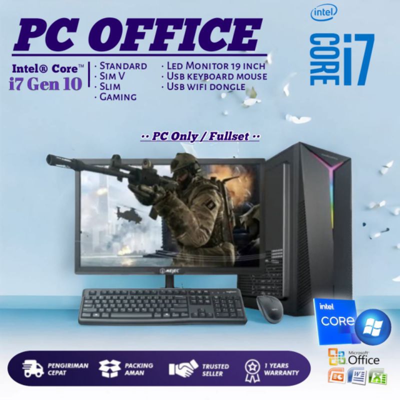 Komputer / PC Rakitan Intel Core i7 10700 /f Gen 10 - Paket Fullset / PC Only - Siap Pakai