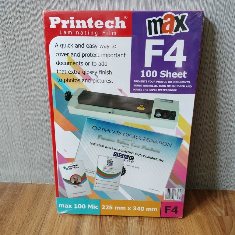 

Plastik Laminating F4 Printech Max 100 Mic / Laminating Pouch Film F4
