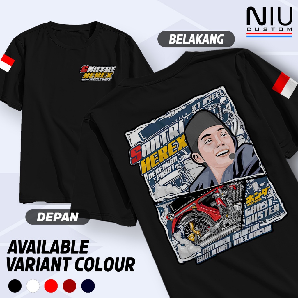 Kaos Racing Dekengan Pusat Santri Herex Gus Iqdam ST Nyeel Baju Distro Motor Herex Tshirt Otomotif