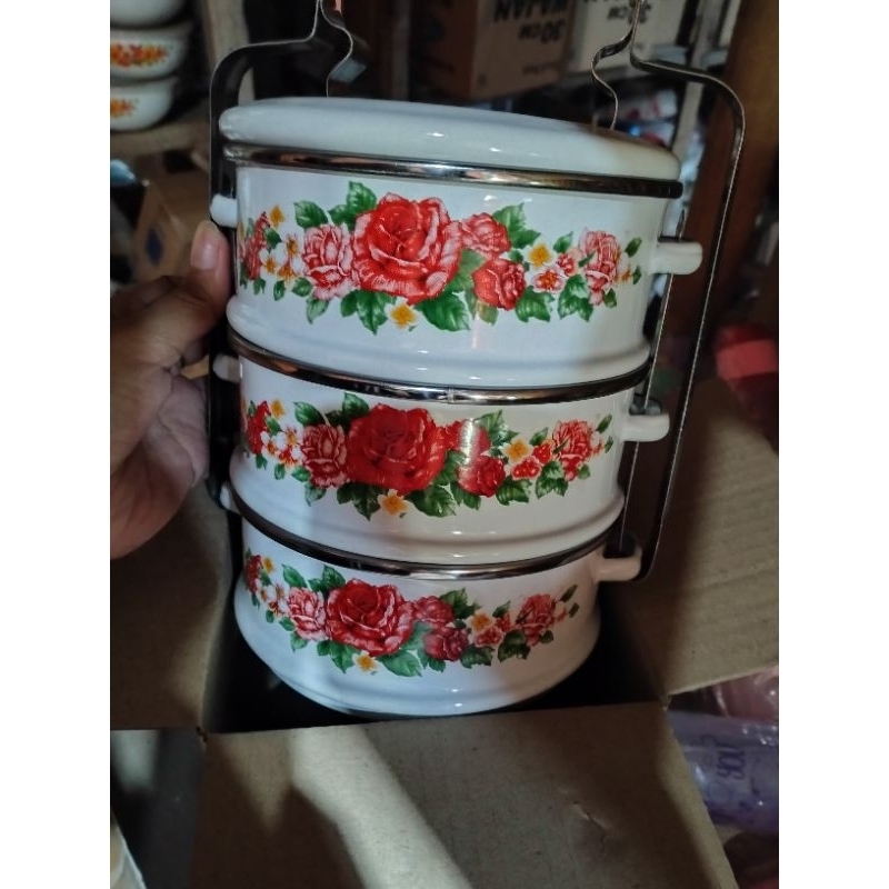 Rantang Susun motif bunga bahan enamel Rantang susun 2 3 4
