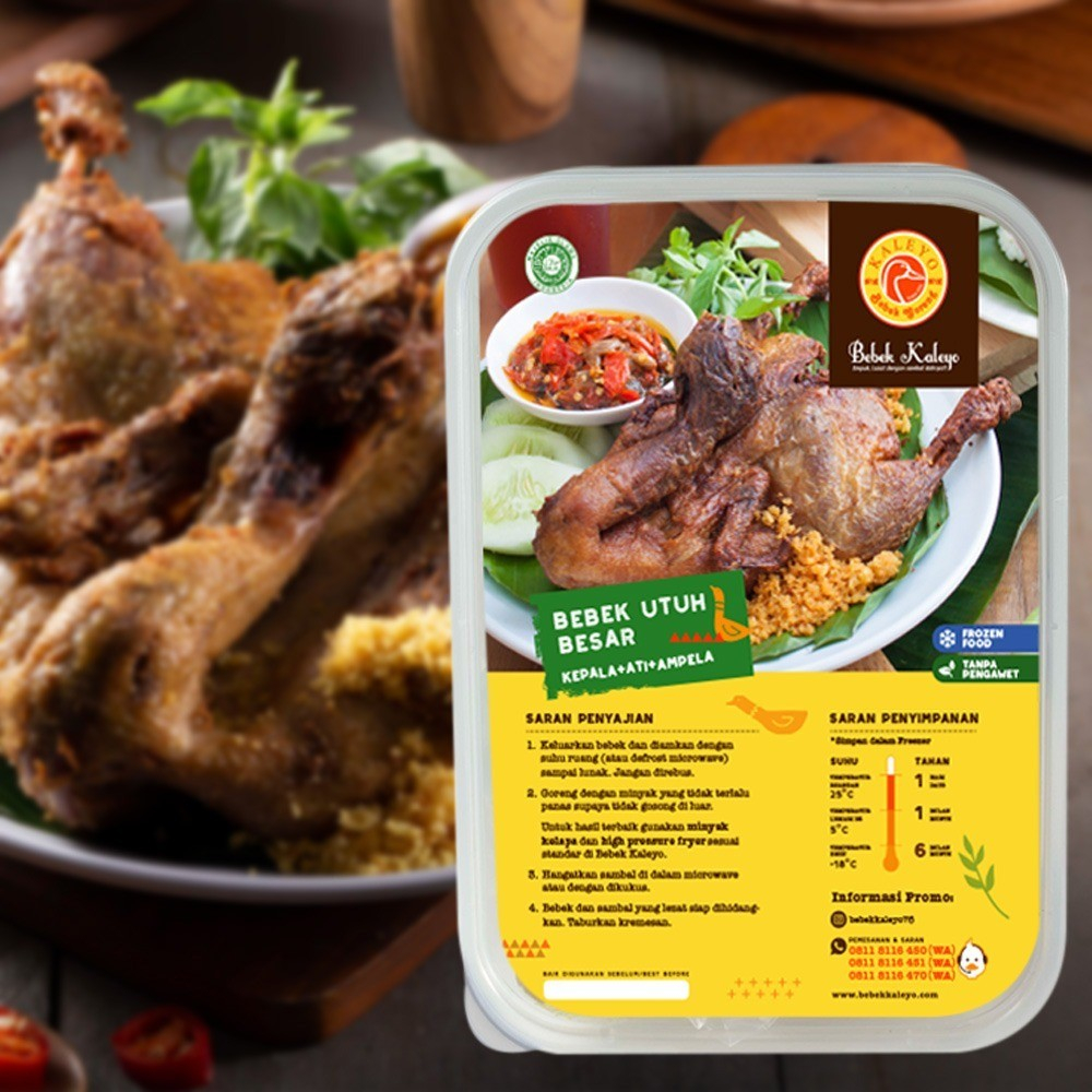 

Bebek kaleyo utuh sedang + ati + ampela + sambal (frozenfood)