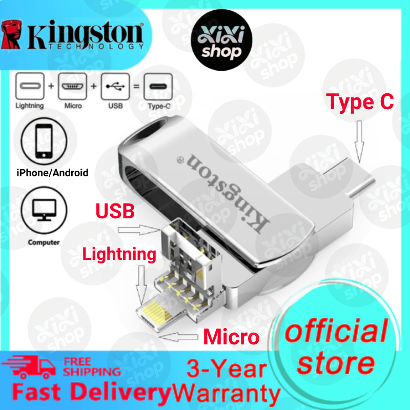 Dreamarthem Kingston Flashdisk 1Tb/2Tb Ios, Ipad, Pc, Usb 3.0, 4 In 1, Venda Quente, Prata Pen Drive