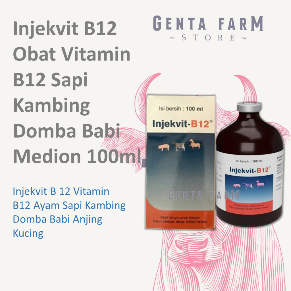 Injekvit B12 Obat Vitamin B12 Sapi Kambing Domba Babi Medion 100ml