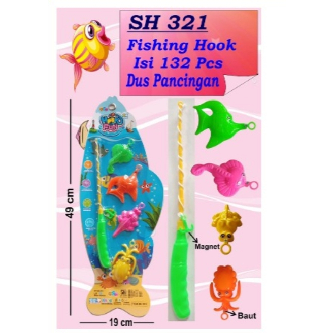 Mainan pancing set magnet press ikan gepeng SH 321