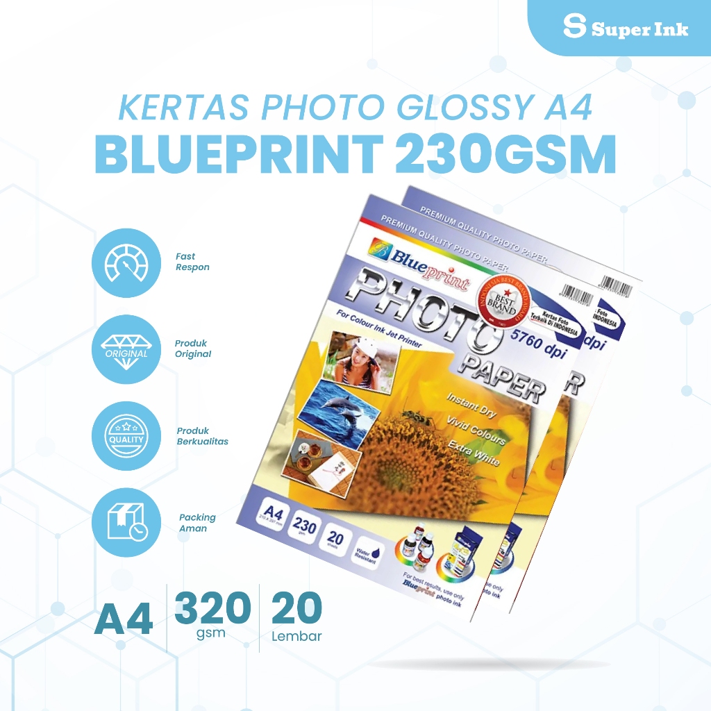 

Blueprint Photo Paper A4 230gsm / Kertas Foto Blueprint 230gsm