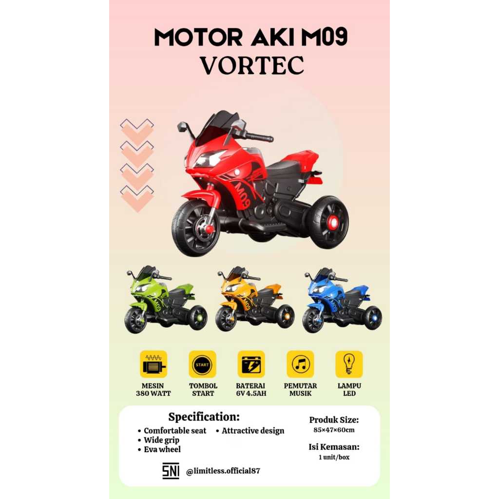 Motor Aki Mainan Anak VORTEC M09 M-09 Moto GP Futuristic Kecil Kendaraan Mainan