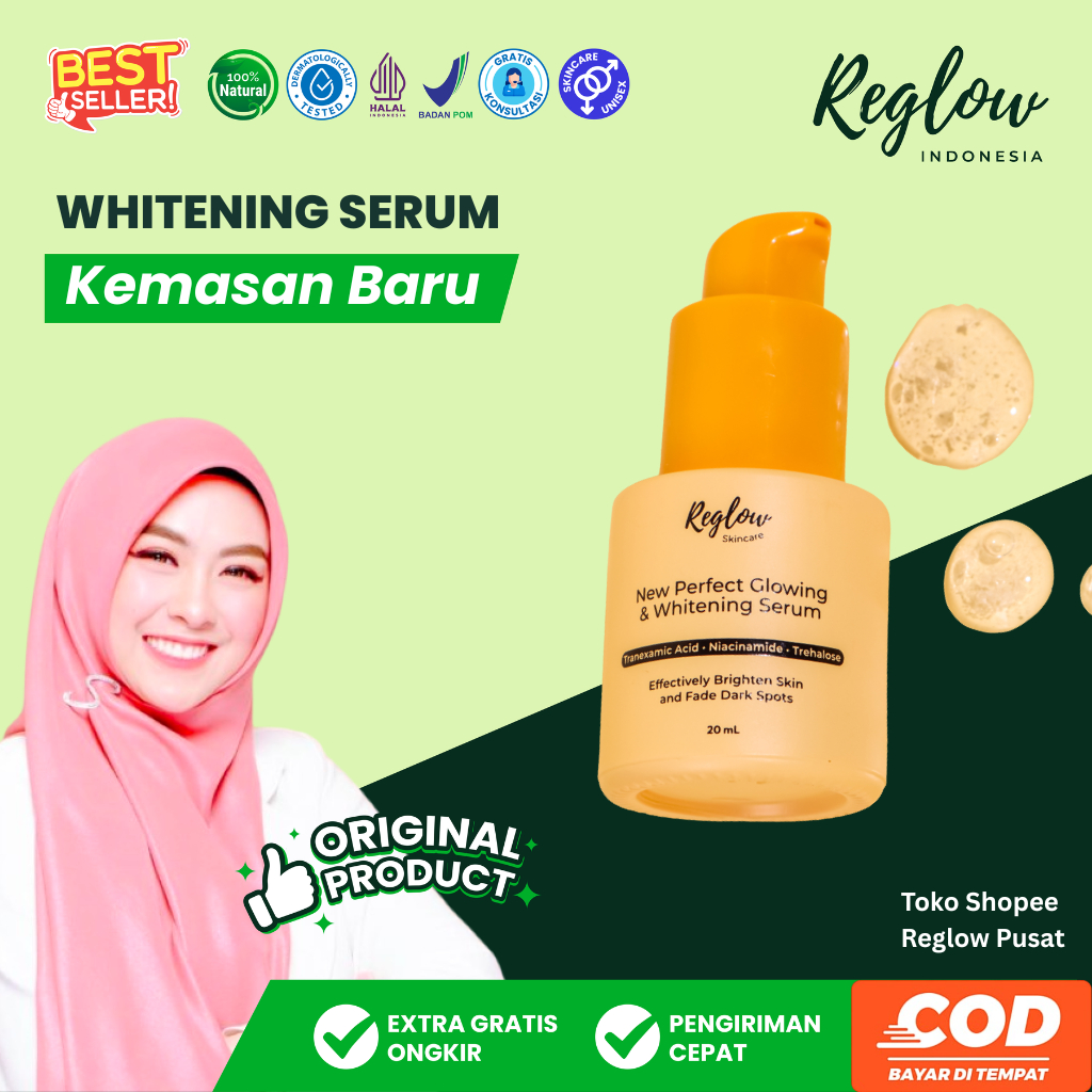 Serum Reglow Glowing & Whitening Serum Wajah Original Bpom dr. shindy - Serum