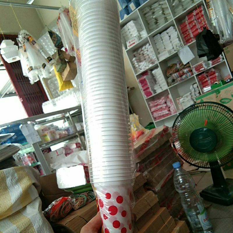 gelas plastik polkadot 200ml