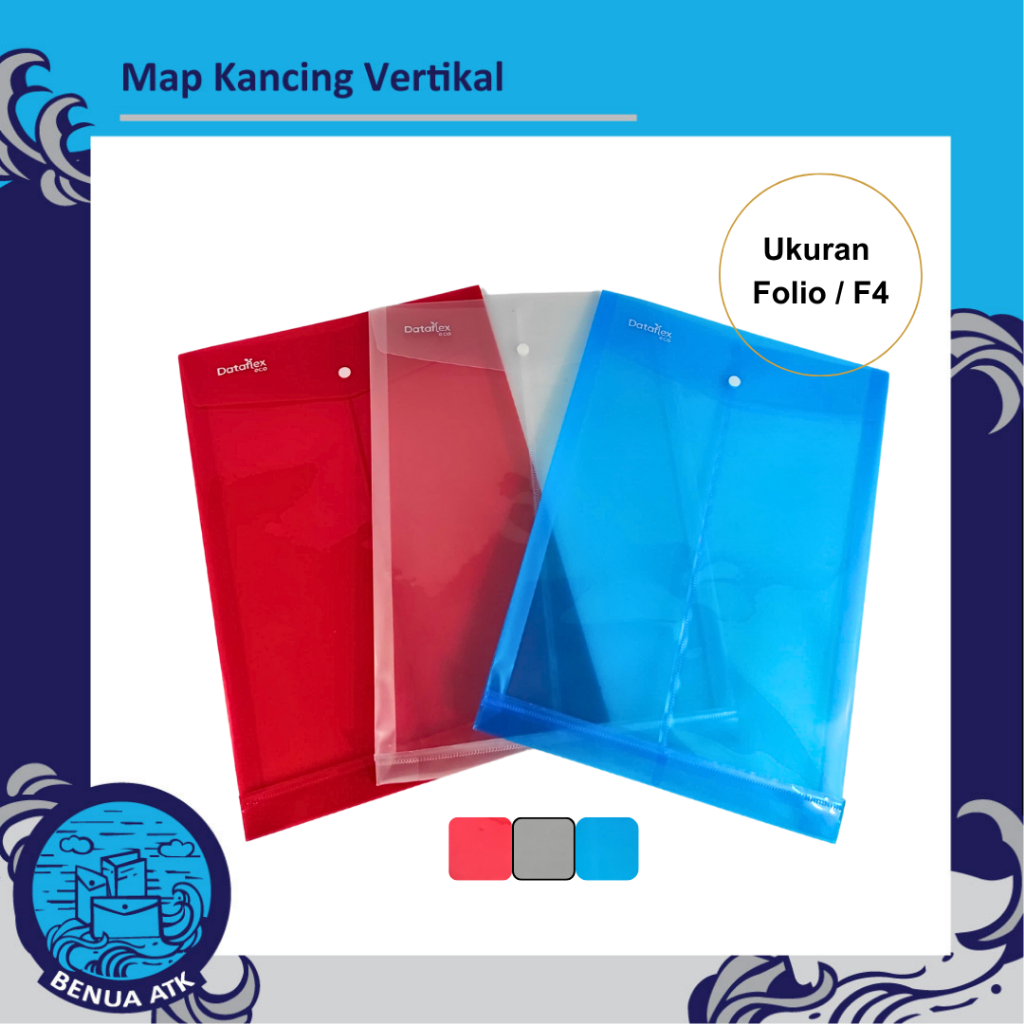 

Dataflex Map Plastik Document Bag Kancing Spine Folio F4 (isi 12pcs) DF-7111